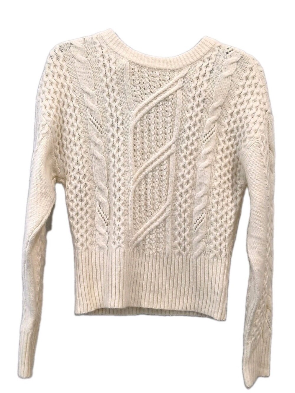 Express Cream Cable-Knit Crewneck Sweater